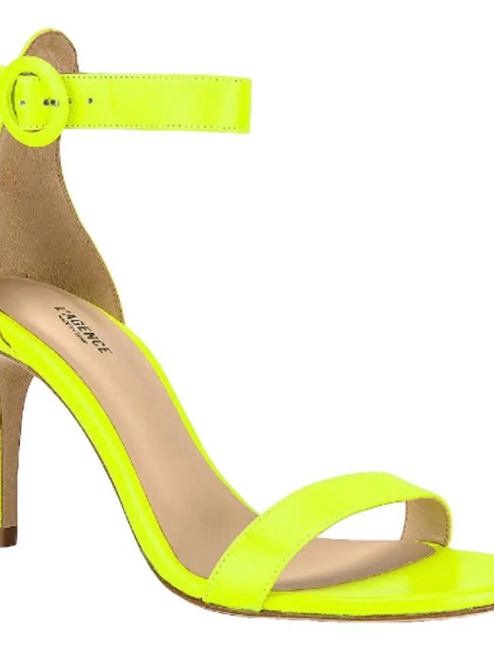 L'AGENCE Neon Yellow Ankle-Strap Mid Heel Sandal